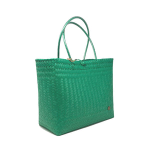 Green large size tote bag at a 45-degree angle.