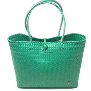 Green medium size tote bag facing the front.
