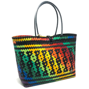 Everyday Tote Bag - Black Rainbow Cross Pattern