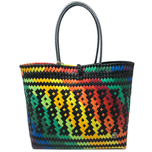 Everyday Tote Bag - Black Rainbow Cross Pattern