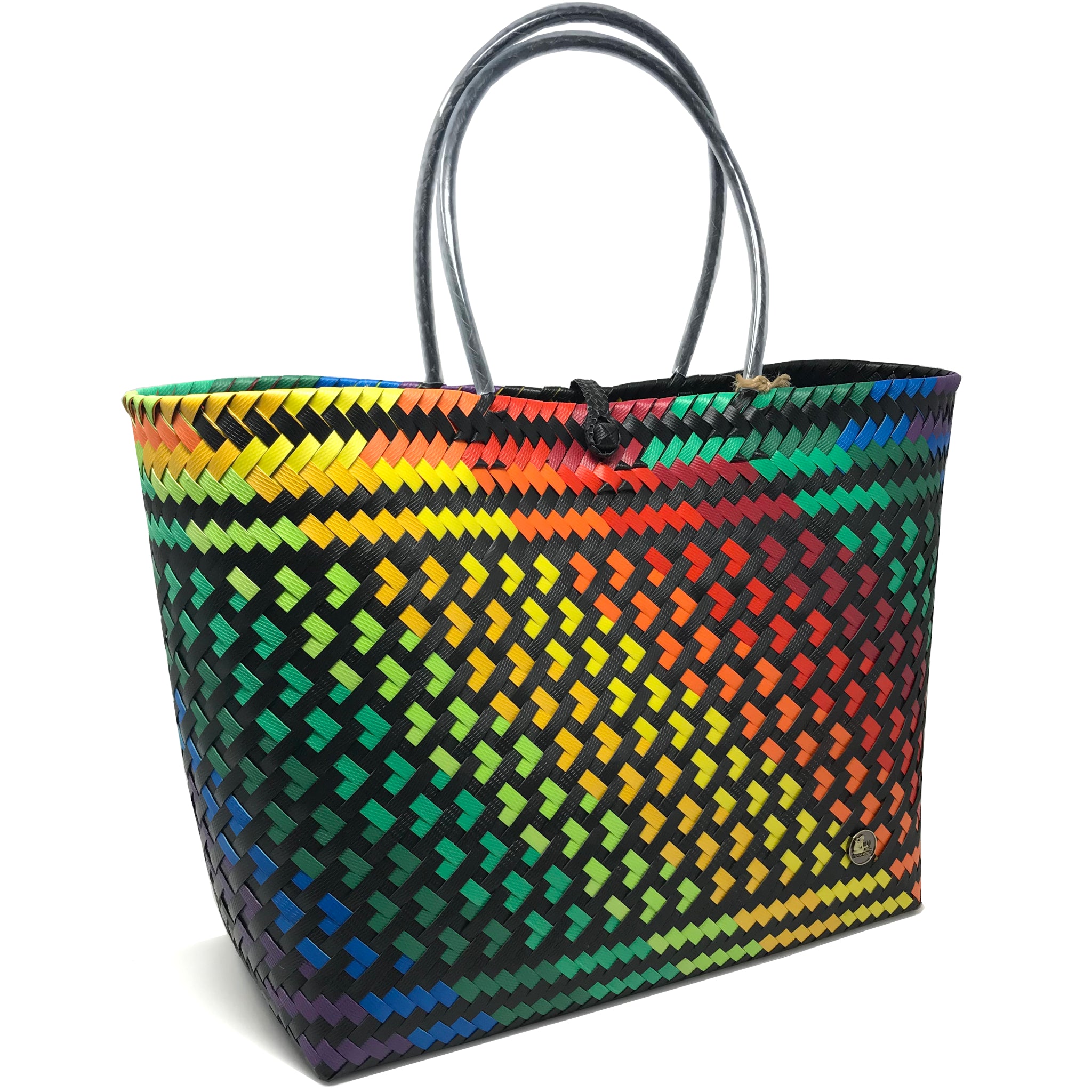 Everyday Tote Bag - Black Rainbow Cross Pattern