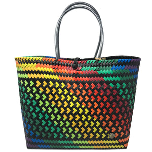 Everyday Tote Bag - Black Rainbow Cross Pattern