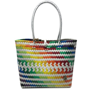 Everyday Tote Bag - White Rainbow Pattern