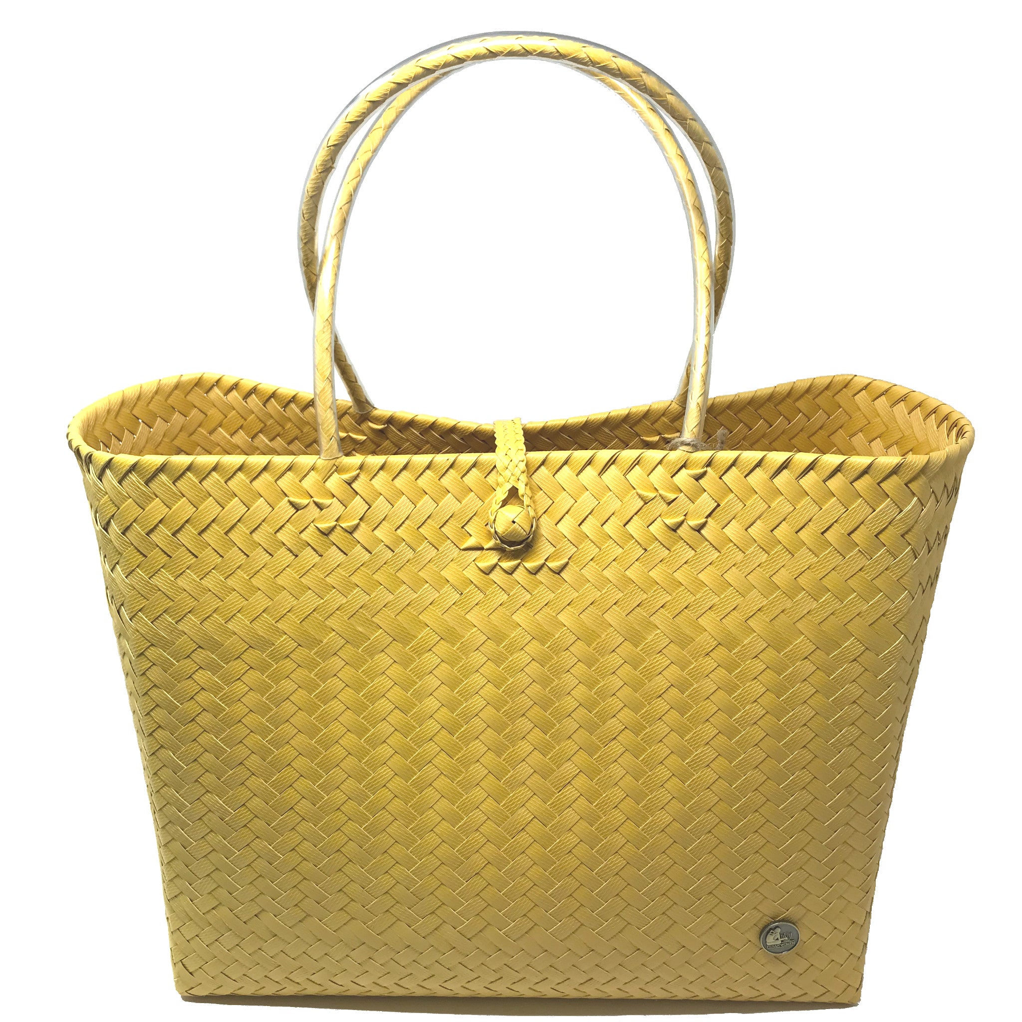 Yellow large size tote bag facing the front.